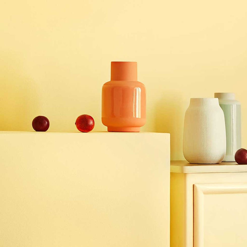 Orange, Vase, Yellow, Still life photography, Still life, Shelf, Room, Material property, Furniture, Peach, 