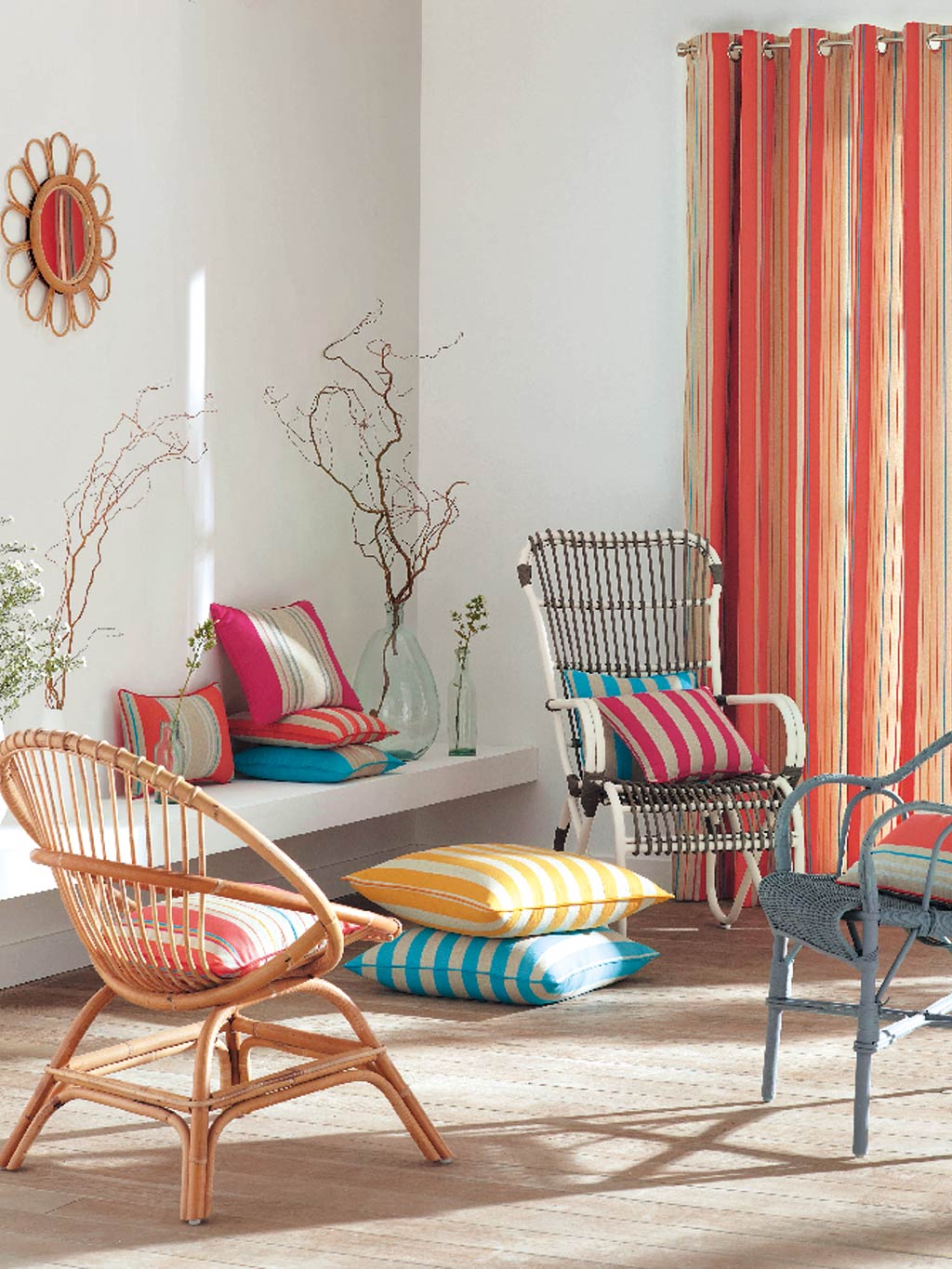 telas de hogar de colores cortinas y cojines