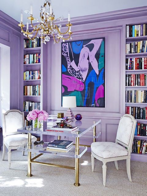 Purple, Furniture, Living room, Room, Interior design, Violet, Property, Lilac, Table, Wall, 
