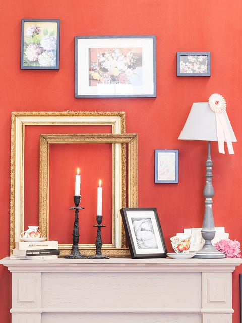 Red, Room, Wall, Furniture, Pink, Orange, Yellow, Interior design, Table, Peach, 