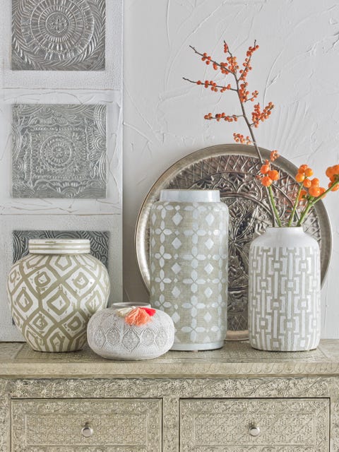 Artifact, Peach, Grey, Still life photography, Interior design, Vase, Creative arts, Twig, Still life, Flowering plant, 