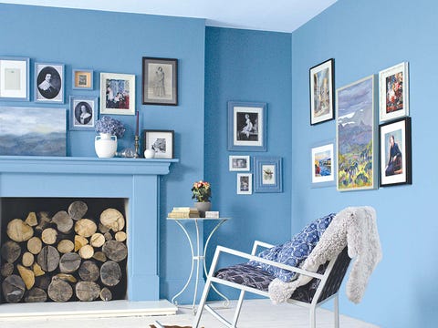 Room, Interior design, Wall, Chair, Picture frame, Teal, Grey, Turquoise, Interior design, Home, 