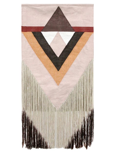 Orange, Beige, Turquoise, Brown, Textile, Pattern, Rectangle, Table, Triangle, Wool, 