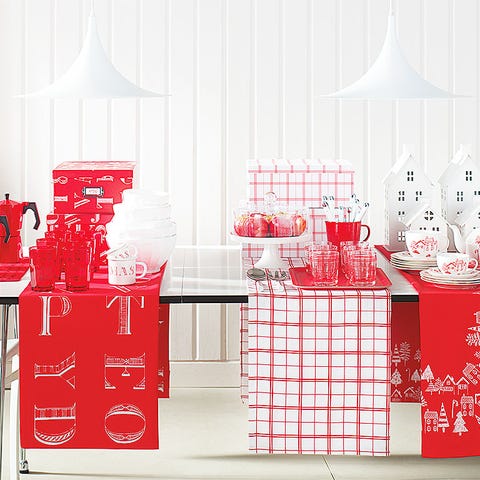 Room, Interior design, Red, Interior design, Grey, Home accessories, Peach, Decoration, Tablecloth, Light fixture, 