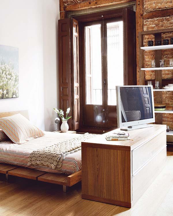 Furniture, Room, Interior design, Property, Bedroom, Bed, Chest of drawers, Wall, Building, Table, 