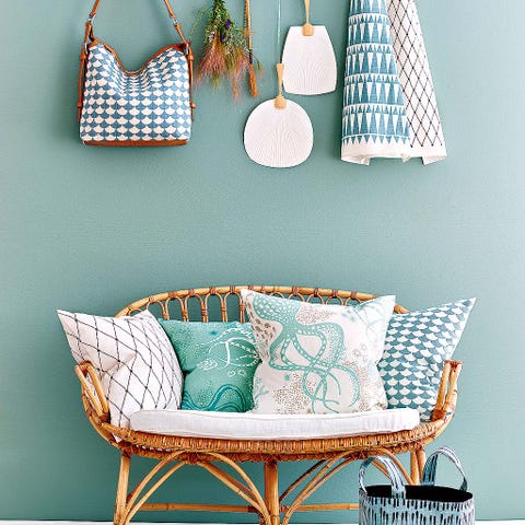 Furniture, Aqua, Blue, Turquoise, Room, Product, Azure, Cushion, Pillow, Interior design, 