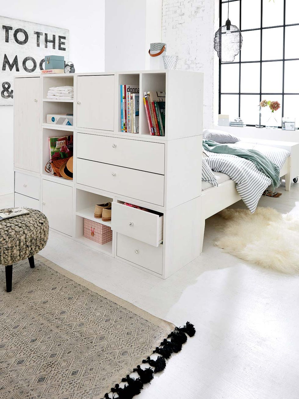 Room, Interior design, Floor, Wall, Home, Flooring, Shelving, Shelf, Interior design, Grey, 
