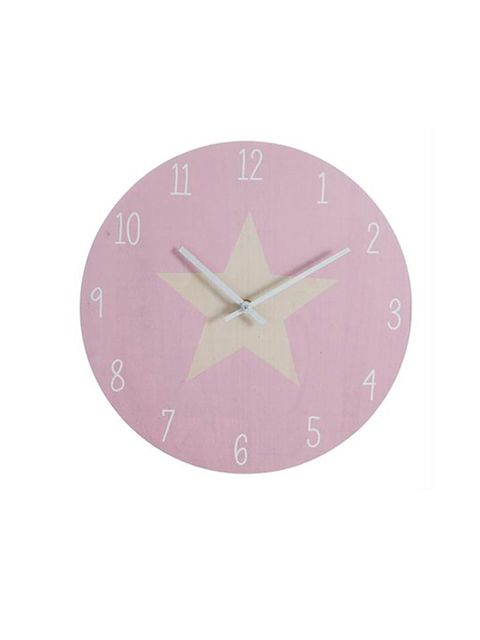 Pink, White, Clock, Violet, Purple, Wall clock, Beige, Circle, Furniture, Home accessories, 