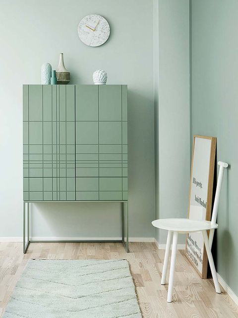 Product, Floor, Wall, Flooring, Teal, Grey, Turquoise, Home accessories, Clock, Chest of drawers, 