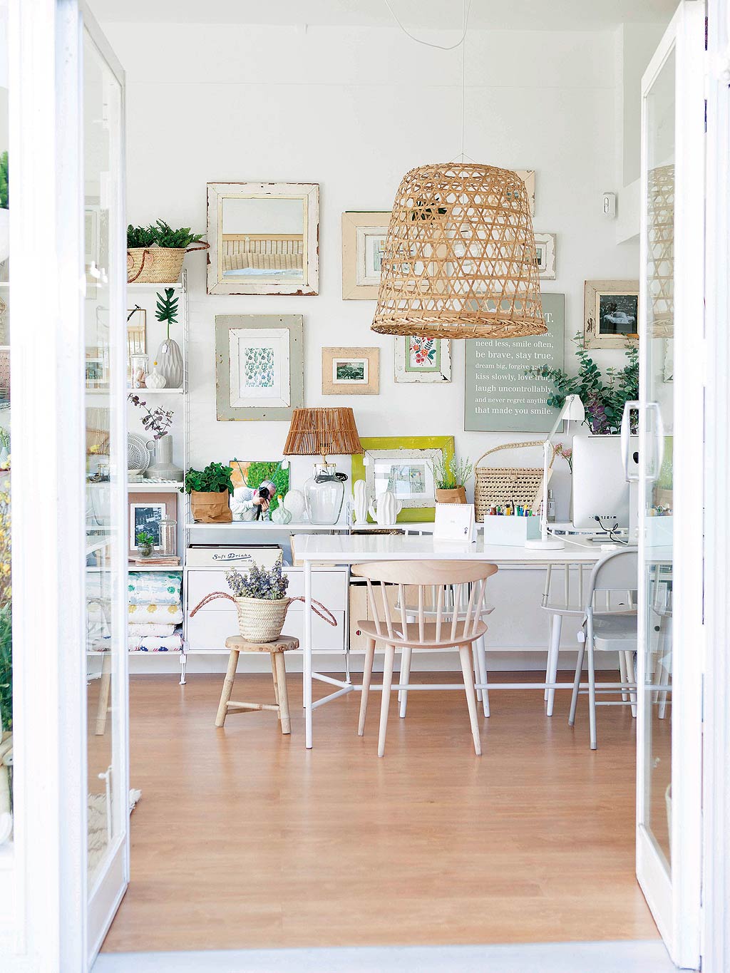 Floor, Interior design, Wood, Flooring, Room, White, Table, Furniture, Home, Wood flooring, 