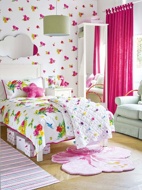 Bedroom, Decoration, Bed, Furniture, Pink, Room, Bed sheet, Bedding, Interior design, Bed frame, 