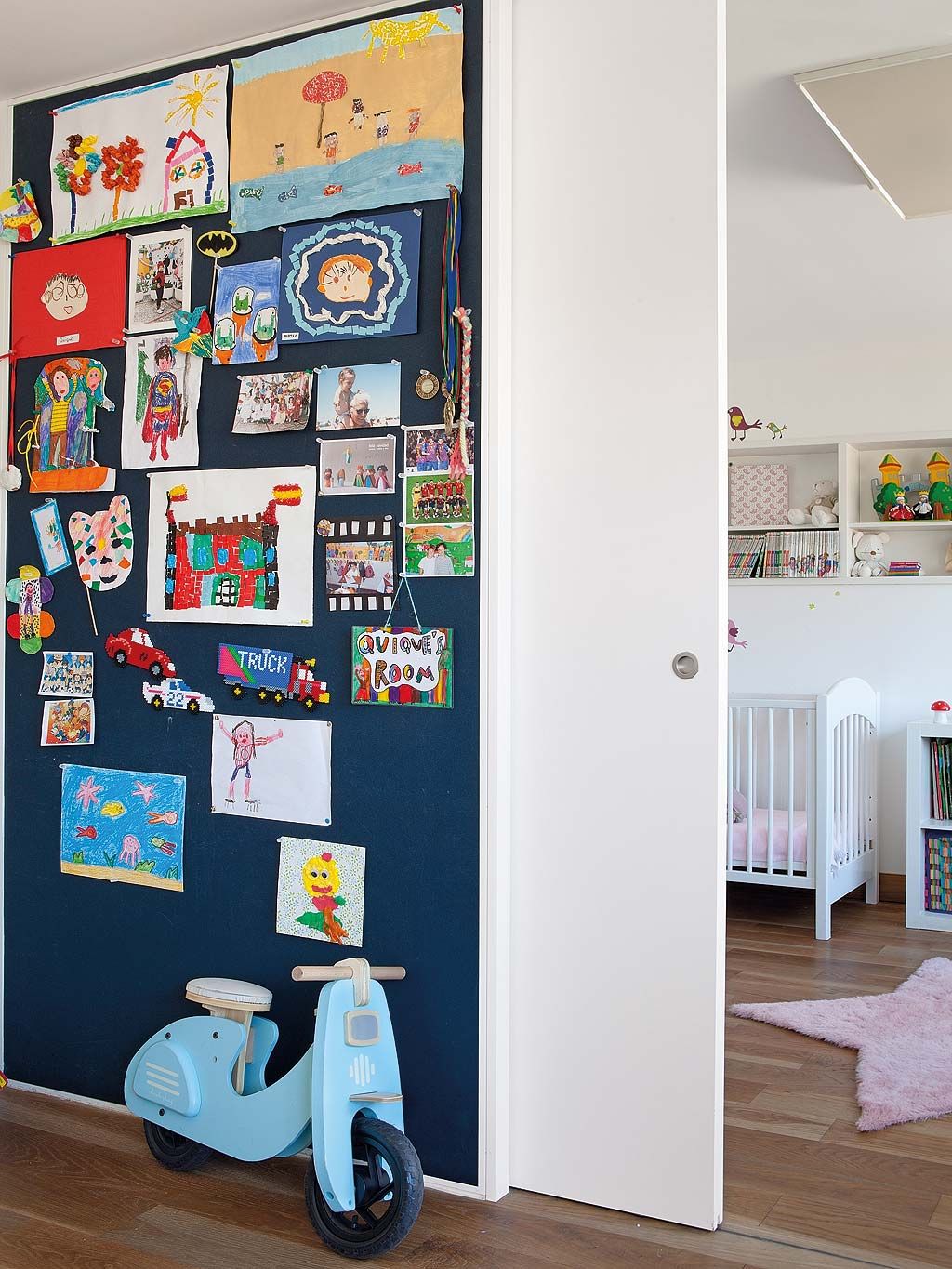 Wall, Room, Interior design, Shelf, Furniture, Building, Floor, Door, House, Flooring, 