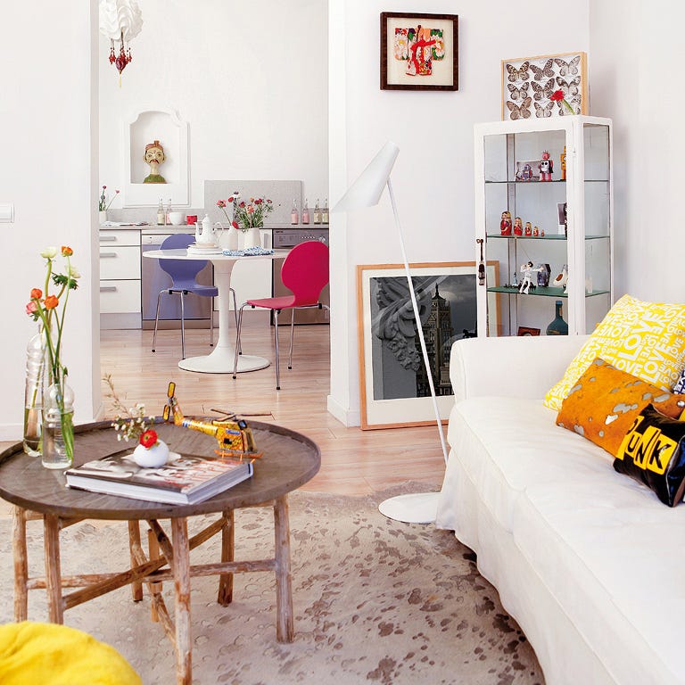 Room, Yellow, Interior design, Furniture, Table, Wall, Interior design, Floor, Home, Orange, 