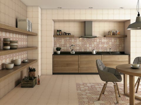 Room, Floor, Interior design, Flooring, Tile, Wall, Furniture, Countertop, Light fixture, Interior design, 