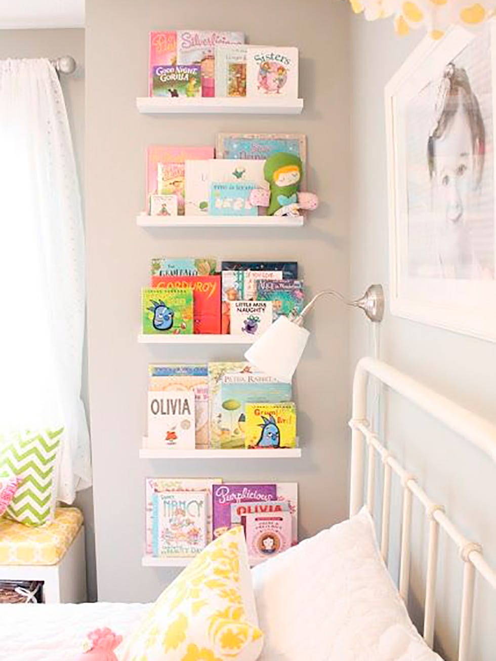 Room, Shelf, Furniture, Product, Pink, Wall, Interior design, Bedroom, Nursery, Shelving, 