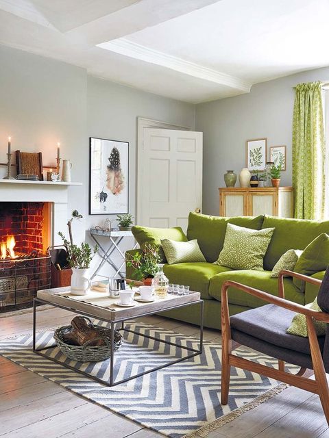 Green, Room, Interior design, Wood, Property, Floor, Home, Hearth, Living room, Wall, 