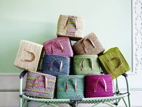 Storage basket, Textile, Room, Basket, Furniture, Pattern, Bag, Home accessories, Coin purse, Magenta, 