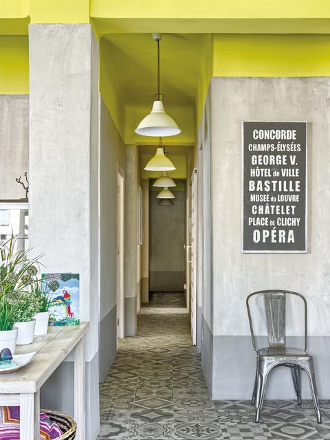 Wall, Floor, Ceiling, Light fixture, Flowerpot, Houseplant, Tile, Ceiling fixture, Windsor chair, Herb, 