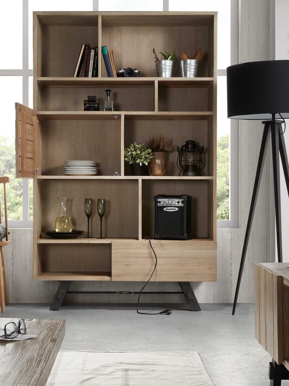Wood, Room, Floor, Shelving, Shelf, Wall, Flooring, Interior design, Grey, Hardwood, 