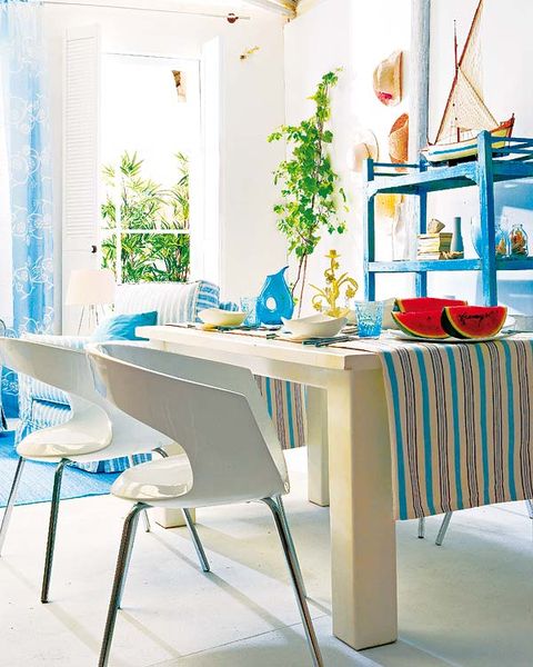 Room, Interior design, Furniture, Table, Floor, Turquoise, Fixture, Teal, Azure, Aqua, 