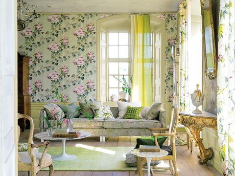 Green, Interior design, Room, Table, Furniture, Living room, Wall, Couch, Interior design, Home, 