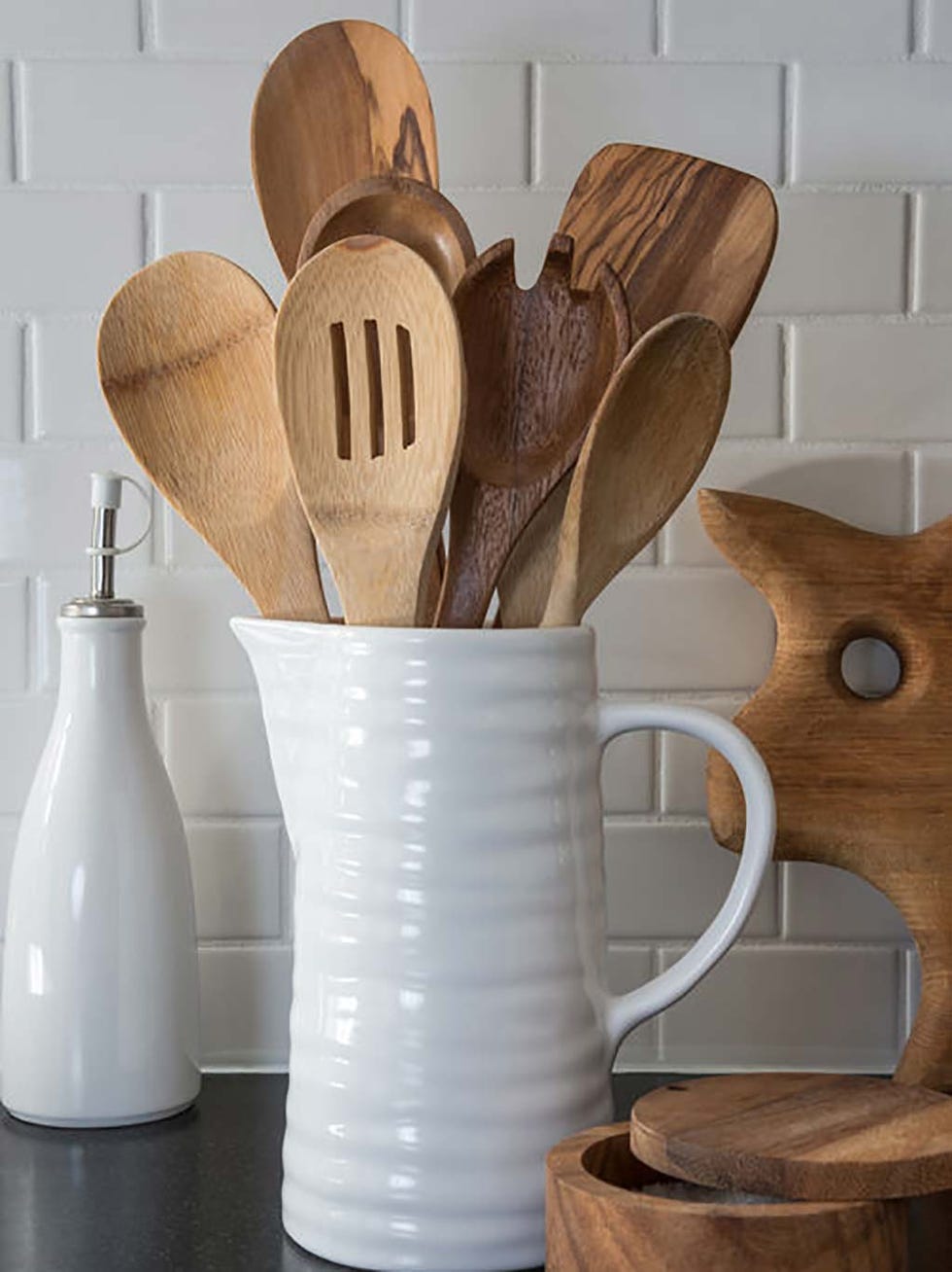 Wooden spoon, Spoon, Wood, Jug, Tableware, Room, Cutlery, Table, Furniture, Ceramic, 
