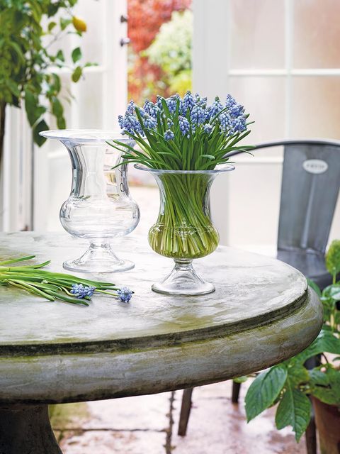 Blue, Serveware, Flower, Glass, Bouquet, Artifact, Interior design, Vase, Cut flowers, Drinkware, 
