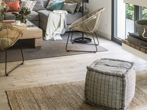 Floor, Flooring, Outdoor furniture, Grey, Wicker, Home, Coffee table, Interior design, Design, Home accessories, 