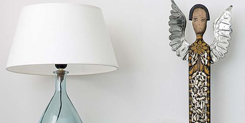 Lampshade, Lamp, White, Furniture, Lighting, Light fixture, Lighting accessory, Wall, Table, Nightstand, 