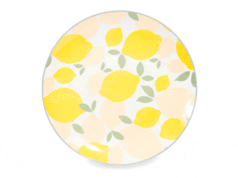 Yellow, Easter egg, Pattern, Circle, Pineapple, Dishware, Plate, Design, Oval, Tableware, 