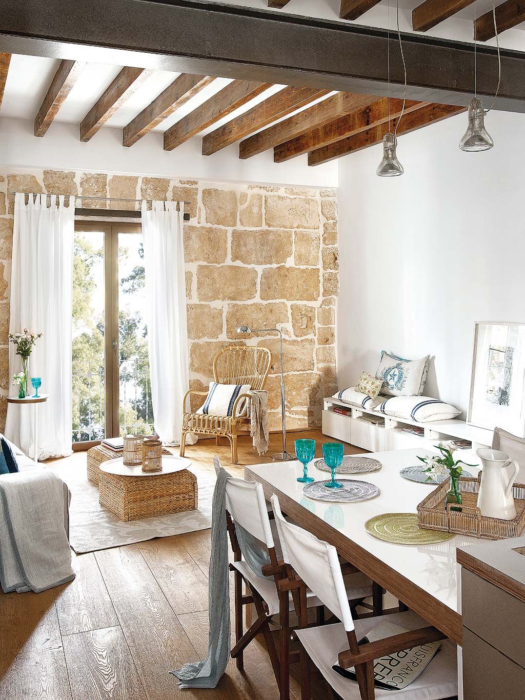 Room, Interior design, Wood, Ceiling, Floor, Furniture, Table, Interior design, Beam, Home, 
