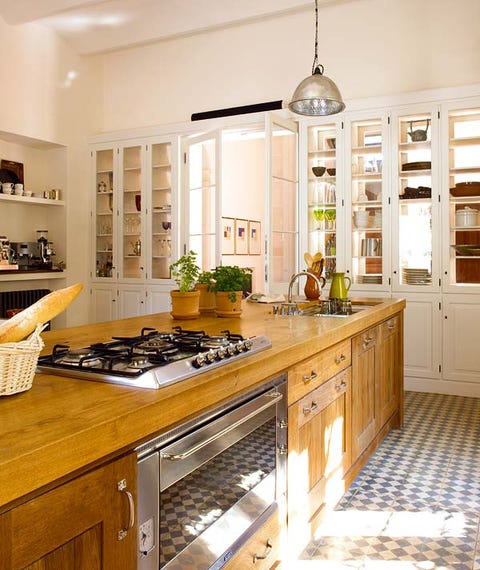 Room, Floor, Interior design, Kitchen, Kitchen appliance, Countertop, Flooring, Ceiling, Light fixture, Home appliance, 