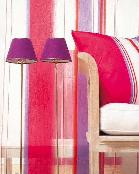 Interior design, Textile, Red, Lampshade, Magenta, Pink, Lamp, Purple, Lighting accessory, Maroon, 