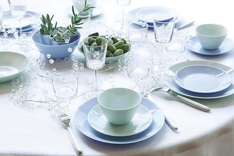Serveware, Blue, Green, Dishware, Drinkware, Porcelain, Tableware, Ceramic, Linens, Glass, 