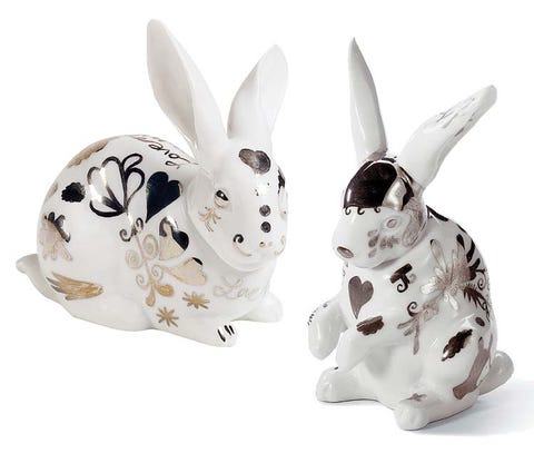 White, Style, Rabbits and Hares, Rabbit, Domestic rabbit, Toy, Hare, Easter, Animal figure, Easter bunny, 