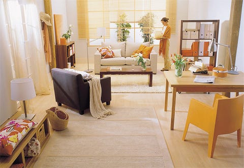 Room, Interior design, Floor, Flooring, Furniture, Interior design, Home, Living room, Table, Lamp, 