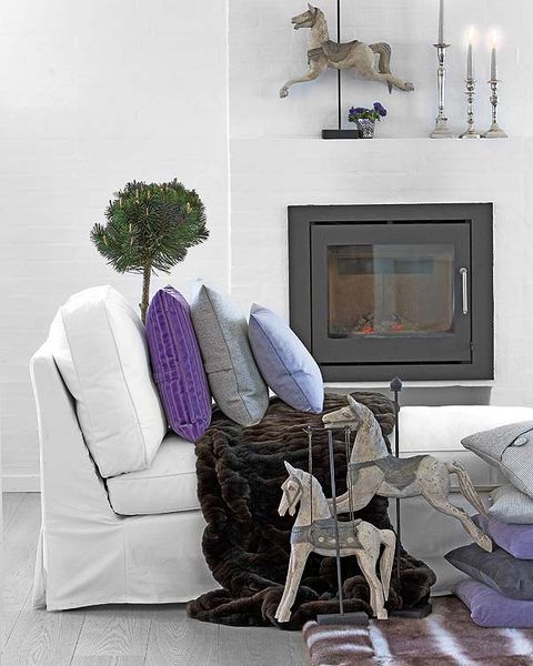 Wood, Wall, Room, Interior design, Purple, Grey, Lavender, Throw pillow, Living room, Pillow, 