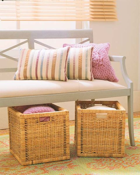 Room, Textile, Interior design, Furniture, Cushion, Pillow, Wicker, Linens, Window covering, Throw pillow, 