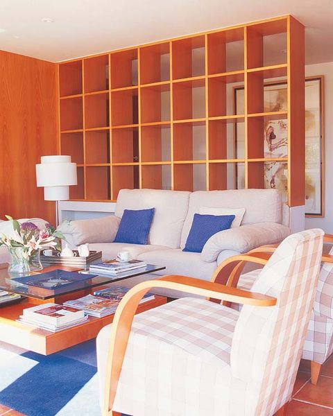 Room, Interior design, Textile, Orange, Furniture, Wall, Home, Interior design, Floor, Linens, 