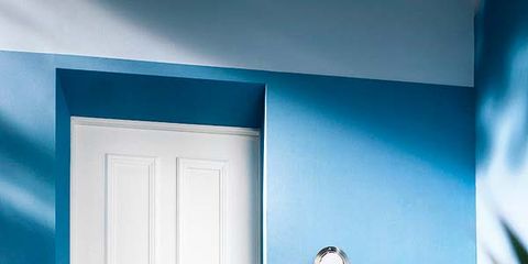 Blue, Door, Wall, Home door, Teal, Turquoise, Fixture, Handle, Azure, Door handle, 
