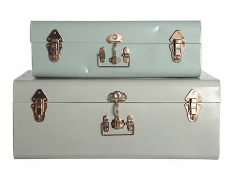 White, Teal, Metal, Beige, Baggage, Silver, Natural material, Trunk, Box, Drawer, 
