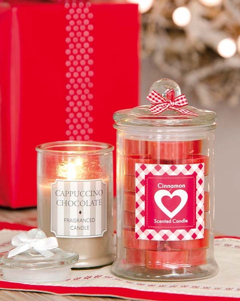 Red, Present, Cylinder, Curtain, Food storage containers, Tin, Christmas, Candle, Candle holder, Mason jar, 