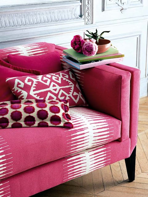 Room, Red, Magenta, Cushion, Pink, Purple, Pillow, Furniture, Throw pillow, Door, 