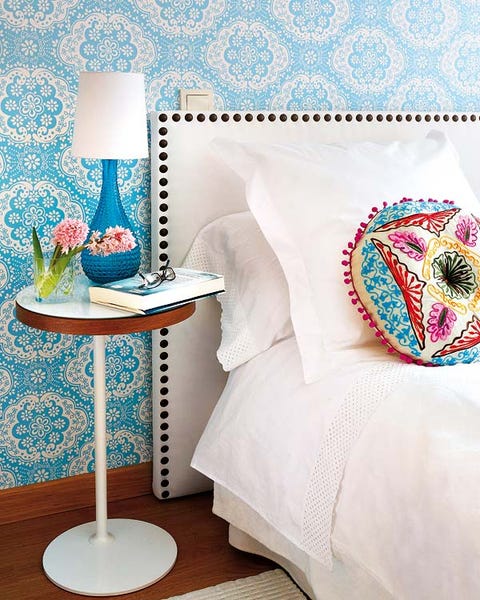 Blue, Textile, Room, Furniture, Turquoise, Teal, Linens, Aqua, Home accessories, Pattern, 