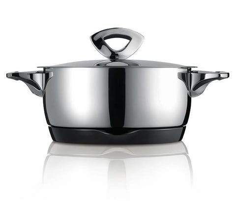 Product, Cookware and bakeware, Kitchen appliance, Metal, Kitchen appliance accessory, Lid, Home appliance, Saucepan, Still life photography, Silver, 