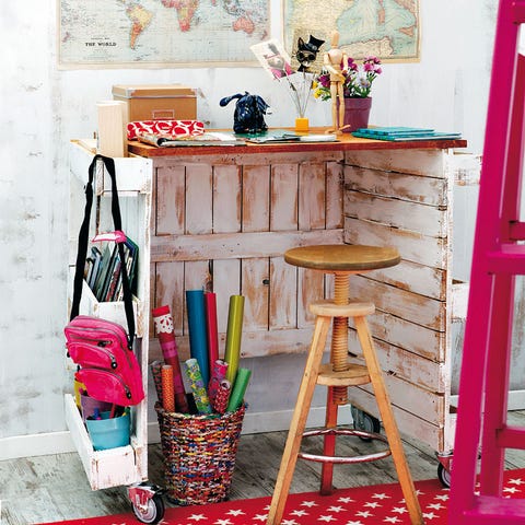 Room, Magenta, Stool, Musical instrument accessory, Bag, Paint, Peach, Bar stool, Shelving, Baggage, 