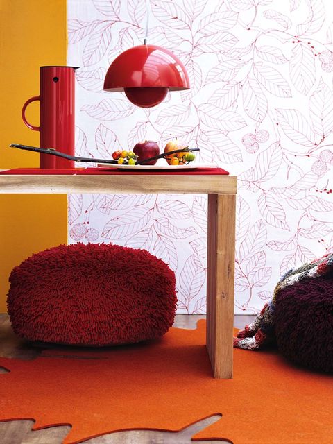 Room, Red, Interior design, Interior design, Home accessories, Fruit, Maroon, Peach, Carpet, Produce, 