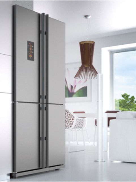 Refrigerator, Door, Automotive exterior, Product, Major appliance, Room, Furniture, Floor, Vehicle door, Home appliance, 