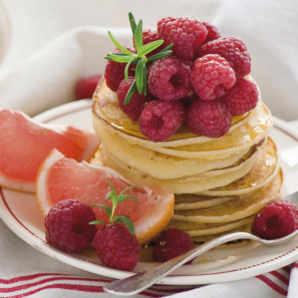 tortitas con frambuesas