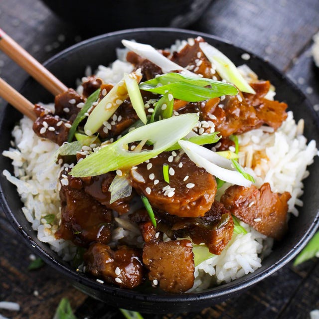 seitán cocinado al estilo mongol